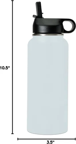 Miniatura 8 de LaserGram Botella de agua personalizada, gimnasta niña, acero inoxidable de doble pared aislada al vacío con popote superior, regalo grabado Azul