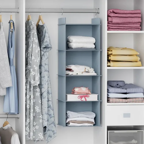 Miniatura 2 de YOUDENOVA Organizador colgante de armario, 4 estantes colgantes para armario, color gris