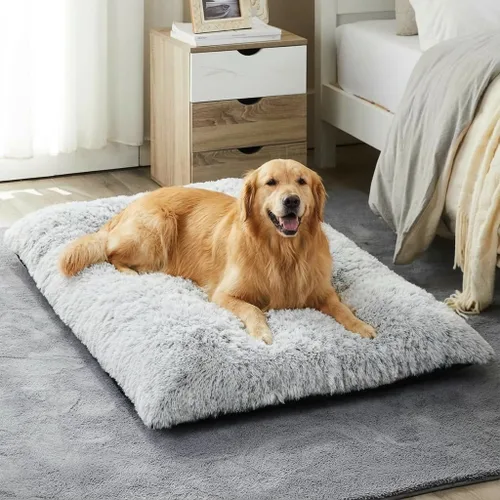 Miniatura 15 de BFPETHOME Camas para perros grandes, cama de felpa para perros, mullida y acogedora, para dormir y aliviar la ansiedad, alfombras lavables para Rosa