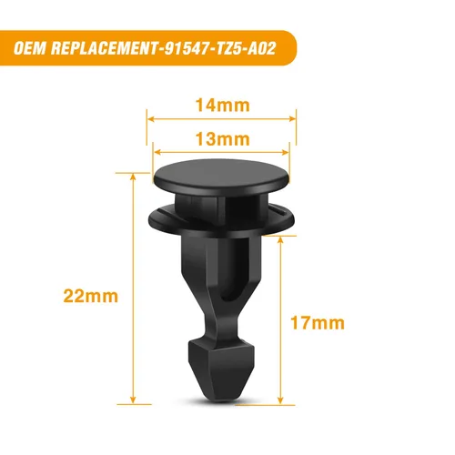 Miniatura 36 de Nissan o universal Pasadores de retén tipo empuje para guardabarros (Tamaño del agujero 8 mm, diámetro de la cabeza 20 mm, longitud del tallo 9 mm)