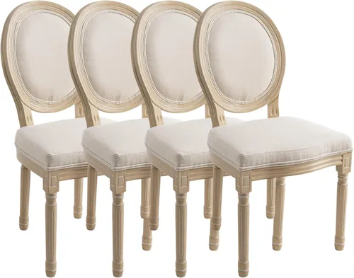 Miniatura 24 de Kmax Sillas de comedor estilo granja, patas de madera marrón, elegantes sillas de cocina copetudas, sillas de dormitorio francesas desgastadas
