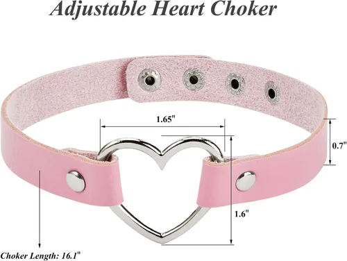 Miniatura 6 de Gargantilla de piel sintética ajustable con corazón para mujer