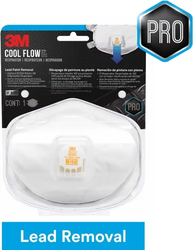 Miniatura 6 de 3M Respirador con válvula N100 para eliminación de pintura con plomo 8233, 1 paquete, válvula de exhalación COOL FLOW, aprobado por NIOSH, medios