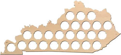 Miniatura 10 de All States Beer Cap Map Connecticut – 16 x 12 pulgadas – 56 tapas – Connecticut Beer Cap Holder – Madera contrachapada de abedul