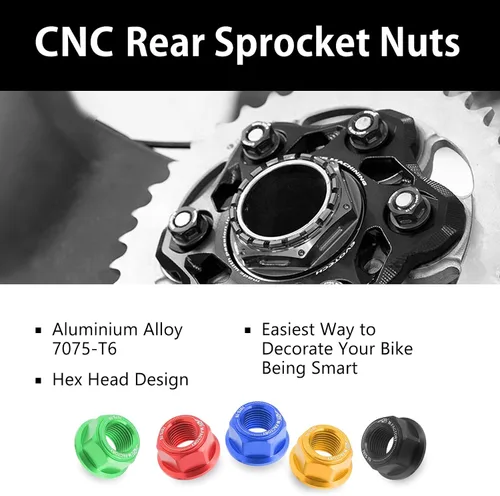 Miniatura 5 de MC MOTOPARTS Tuercas de piñón trasero de carreras CNC negras compatibles con GSX-R 750 GSXR1000 GSF1200 SV650 Vstrom 650 TL1000R