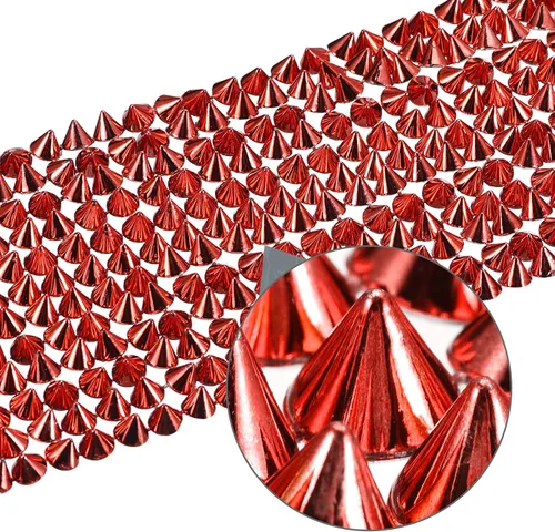 Miniatura 4 de uxcell 1 yarda de puntada en cono de punta, 12 filas de plástico con parte trasera plana, remache punk, cinta para manualidades, bolsos, decoración