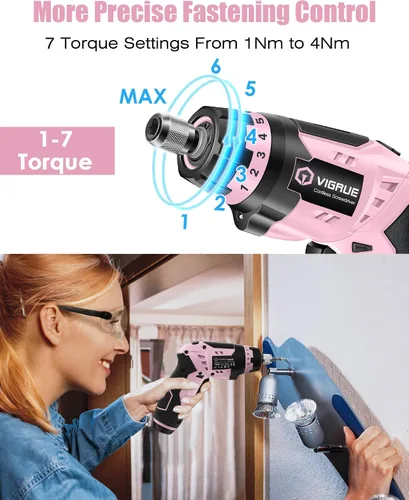Miniatura 2 de VIGRUE Destornillador Eléctrico Inalámbrico, Destornillador Inalámbrico Recargable, Juego de 48 Piezas Destornillador Eléctrico para Uso Diario