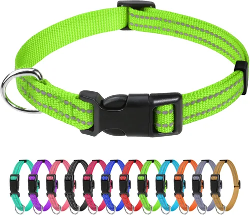 Miniatura 34 de TagME Collares de nailon reflectantes para perros, collar ajustable clásico para mascotas con hebilla de liberación rápida para perros pequeños