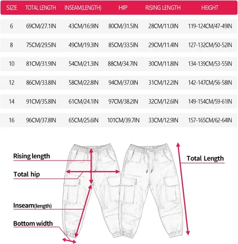 Miniatura 3 de MINI PANDA Pantalones cargo para niños, Husky con cintura ajustable, talla 6-16