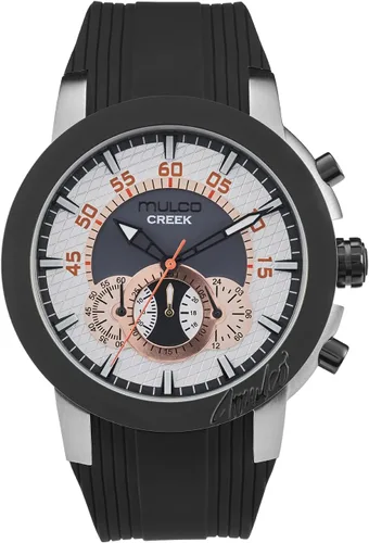 Miniatura 9 de MULCO Relojes para hombre - Creek, caja de acero inoxidable con correa de silicona para la muñeca, movimiento multifuncional de cuarzo, pantalla