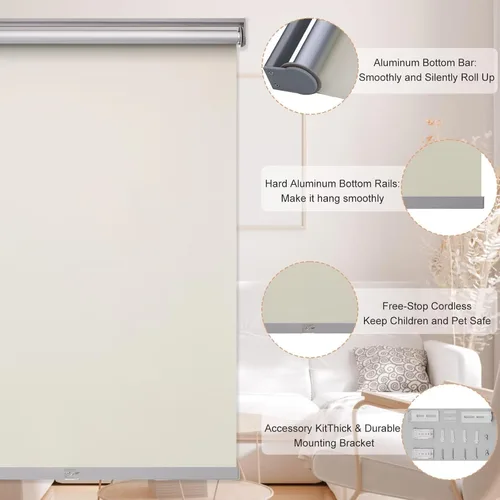 Miniatura 2 de MYshade - Persianas enrollables de tamaño personalizado sin cordones para ventanas, oscurecimiento de la habitación, mismas cortinas enrollables