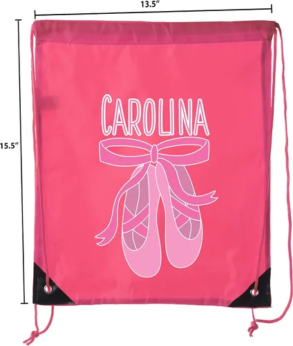 Miniatura 2 de Mato & Hash Bolsas de baile personalizadas, mochilas con cordón de ballet, mochilas de baile personalizadas para niñas, Zapatos 2-rosa, Cordón