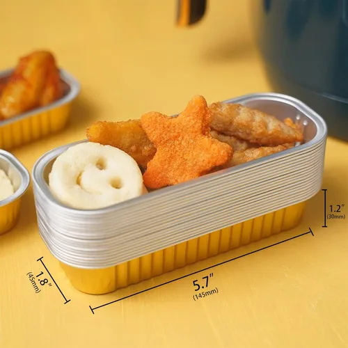 Miniatura 2 de 20 piezas moldes rectangulares mini para pan con tapas, mini moldes para pasteles con tapas, moldes desechables ramekins tazas para hornear moldes
