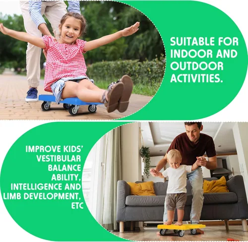 Miniatura 8 de Jerify 4 piezas de patinete deportivo con asas, ruedas de plástico, patineta para sentarse en el suelo, para niños, gimnasio, actividades en Colorido