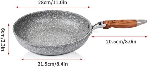 Miniatura 2 de Sartén antiadherente de piedra de mármol con mango de baquelita resistente al calor, sartén de huevo de inducción de granito apto para lavavajillas