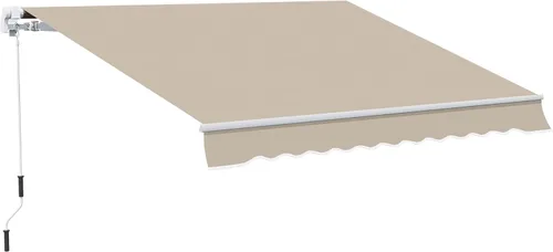 Miniatura 14 de Outsunny - Toldo retráctil de 10 x 8 pies, toldo para patio, toldo para sol con manivela manual, tela resistente a los rayos UV y al agua y Rayas