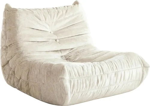 Miniatura 108 de Puf para adultos, silla puf grande, sillón con relleno de espuma viscoelástica para el hogar, apartamento o sala de juegos, gris afelpado Felpa gris