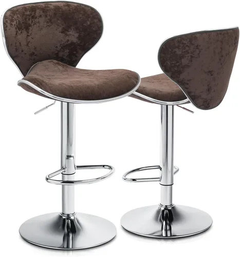 Magshion Juego de 2 modernos taburetes de bar tapizados de terciopelo, taburetes de bar giratorios de altura ajustable para mostrador de cocina,
