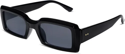 Allarallvr Lentes de sol rectangulares de moda para mujeres y hombres, estilo vintage de los años 90, con montura gruesa, color nude, AR82002