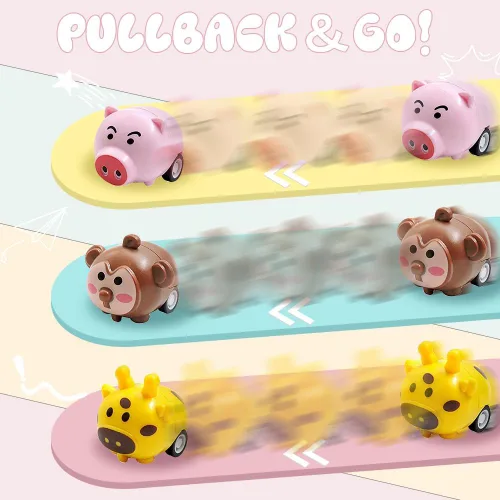 Miniatura 2 de WODMAZ Paquete de 12 autos de tracción hacia atrás, mini juguetes de animales para niños y niñas, regalo de cumpleaños, bolsas de regalo, regalos