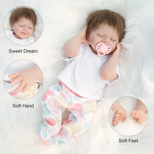 Miniatura 4 de Zlgkjk Reborn - Muñecas de bebé dormidas realistas con cuerpo completo de silicona de vinilo suave, muñecas de bebé realistas de 18 pulgadas