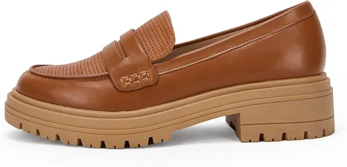 Miniatura 5 de Mocasines de plataforma para mujer, cómodos, de tacón grueso, sin cordones, punta redonda, para negocios, trabajo
