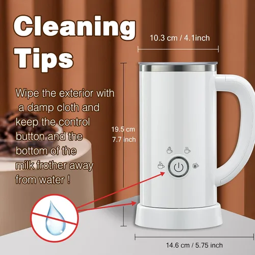 Miniatura 7 de Espumador de leche y vaporizador, máquina eléctrica 4 en 1 de espuma fría y caliente, calentador de leche automático con dos batidores