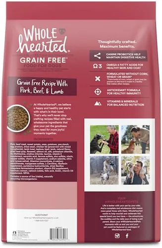 Miniatura 2 de WholeHearted by Petco - Receta de carne de cerdo y cordero sin granos, comida seca para perros, 40 libras.