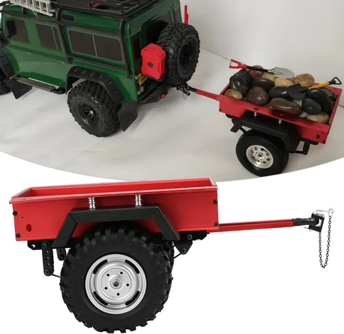 Miniatura 8 de Escala 1/10 RC Car Hitch Trailer Modelo de aleación de aluminio Juguete para niños Ajuste para RC Car (rojo)