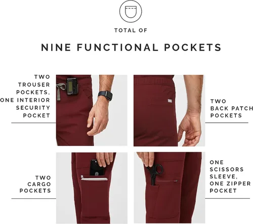 Miniatura 6 de Pantalones de limpieza tipo cargo FIGS Cairo, ajuste clásico de pierna recta