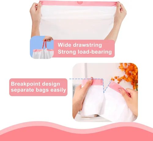 Miniatura 5 de Bolsa de basura pequeña de 4 galones con cordón para botes de basura pequeños de 2 a 4 galones, oficina, cocina, baño, elástico grueso (100 unidades)