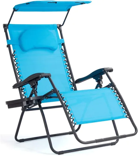 S Afstar Silla de gravedad cero con toldo de sombra, reclinable para patio, piscina, jardín, interior y exterior, silla de salón plegable con