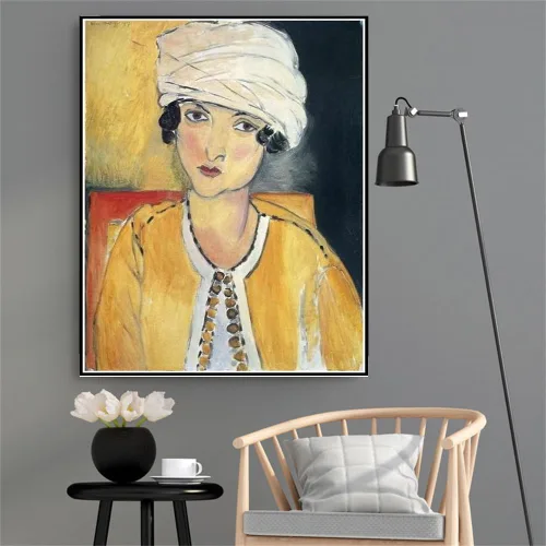 Pintura de lorette con turbante y chaleco amarillo por Henri Matisse DIY Kit de pintura de diamantes para adultos, kit de pintura de diamante