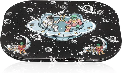 Miniatura 3 de Bandejas de metal con tapa magnética, bandeja de metal de astronauta en el espacio, pequeña y bonita bandeja decorativa, ideal para el hogar o sobre