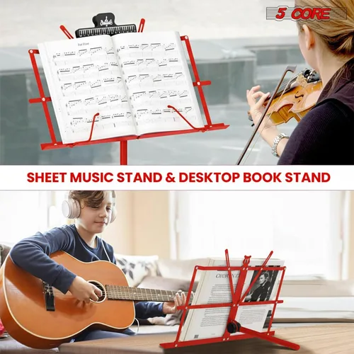 Miniatura 5 de 5 CORE Soporte de partituras portátil de doble uso para libros de escritorio, trípode ligero plegable ajustable de 52 pulgadas con bolsa de Negro