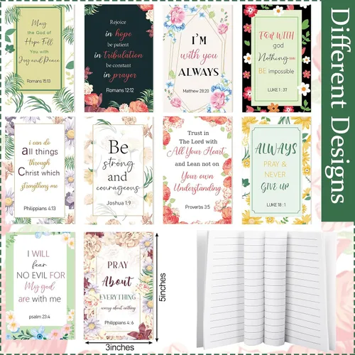 Miniatura 5 de Sinmoe Juego de 120 regalos bíblicos cristianos para el Día de la Madre, marcadores cristianos con bolígrafos inspiradores, cuadernos florales