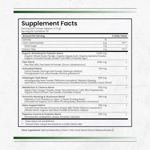 Miniatura 2 de Nature's Pure Blend Super Greens Powder - Suplementos en polvo orgánicos de superalimentos verdes para jugo y batido verde - Probiótico - Mezcla