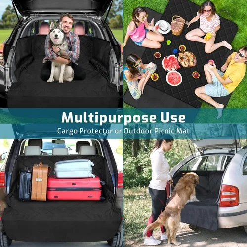Miniatura 8 de Veckle Forro de carga para perros SUV, resistente al agua, con solapas laterales, protector de área de carga compacto a mediano con solapa