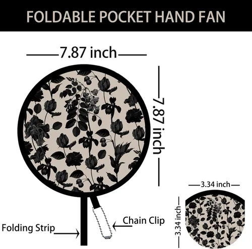Miniatura 6 de 4 abanicos de mano plegables de pintura floral rosa, ventiladores compactos para mujeres, ventilador de mano plegable para conciertos, viajes