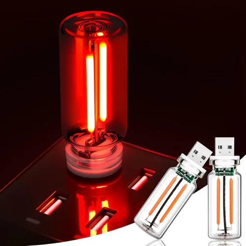 Miniatura 9 de 2 PCS Luces Ambientales USB Azules para Interior del Automóvil, Control Táctil Brillo Ajustable Enchufables Botella de Vidrio Retro Luces Nocturnas