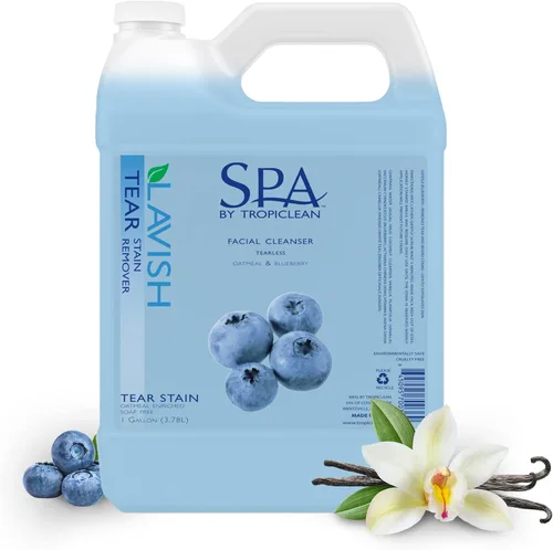 TropiClean SPA Removedor de manchas de lágrimas para perros | Champú facial de arándanos | Eliminador de olores | Sin lágrimas | Blanqueador e