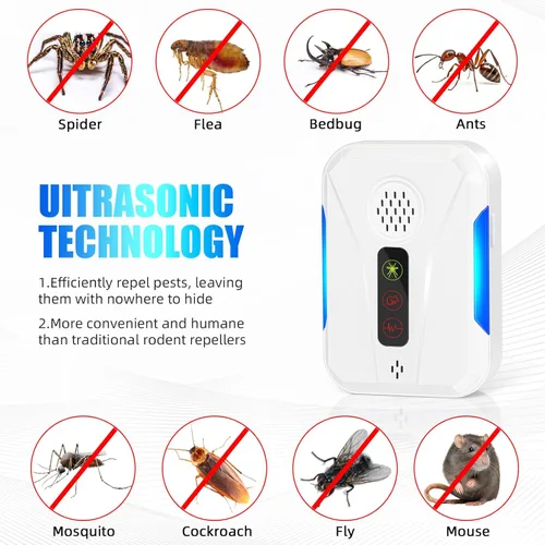 Miniatura 2 de Repelente ultrasónico de roedores y plagas para interiores, repelente de ratones, enchufe, dispositivos electrónicos repelentes de roedores