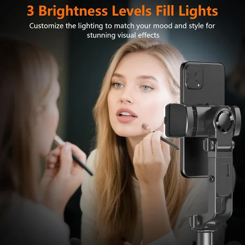 Miniatura 7 de Trípode con palo de selfie de 71 pulgadas para iPhone/Android, trípodes de seguimiento automático facial con luz, estabilizador gimbal fuerte