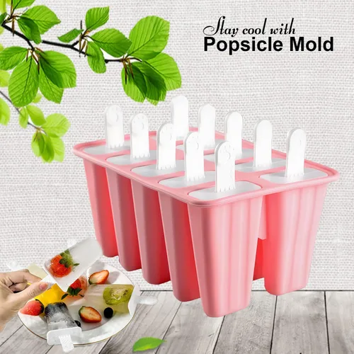 Miniatura 2 de Moldes de silicona para paletas, 10 moldes para hacer paletas de hielo con 10 palos reutilizables, cepillo de limpieza y embudo, moldes caseros