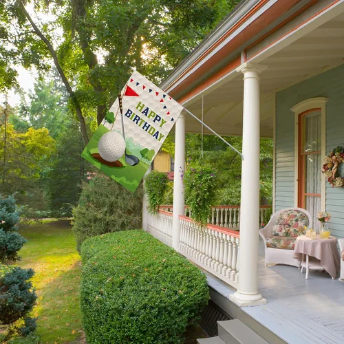 Miniatura 4 de Bandera de jardín con temática de golf, letrero de fiesta de cumpleaños para niños y niñas, adultos, fiesta de cumpleaños deportiva, decoración