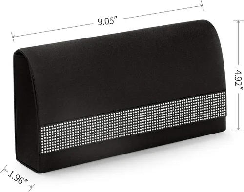 Miniatura 2 de Bolsos de noche de satén con diamantes de imitación, bolso de mano de novia para mujer, bolso de mano de graduación