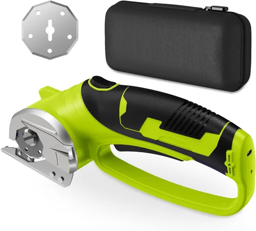 Tijeras eléctricas inalámbricas, cortador de caja recargable de 4 V y cortador de cartón con luz LED, bloqueo de seguridad, cortador giratorio para