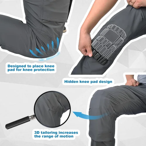 Miniatura 5 de Pantalones cargo elásticos en 4 direcciones para hombre para todas las estaciones con múltiples bolsillos
