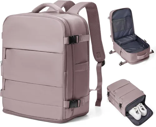 Miniatura 43 de coowoz Mochila grande de viaje para mujeres y hombres, mochila de transporte, mochila para senderismo impermeable, mochila deportiva para Rosa