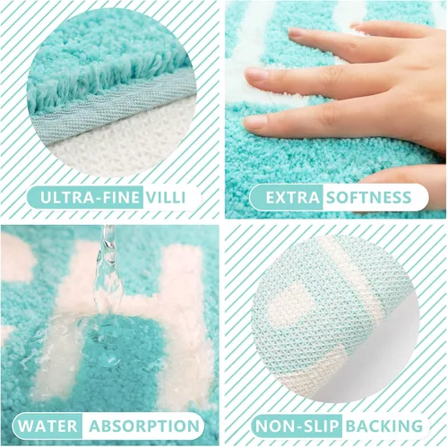 Miniatura 5 de RORA Alfombra de Baño Divertida y Bonita Chill Pill Azul Pequeña Alfombras de Baño Preppy Decoración de Baño Estética Alfombra de Baño
